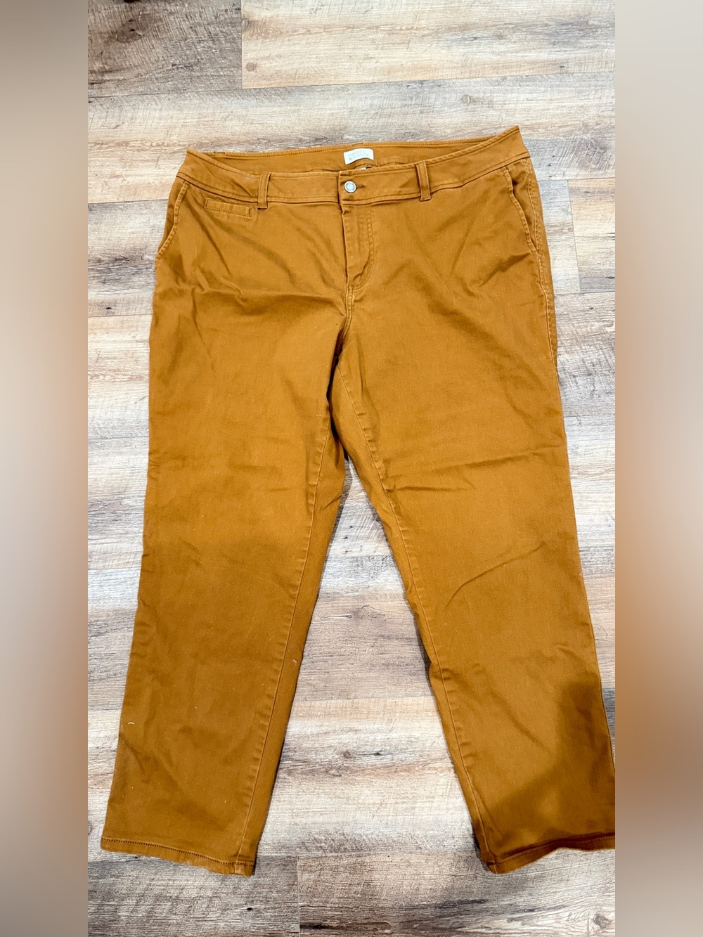Market & Spruce Women's Cropped Straight-Leg Pants in Camel Rust